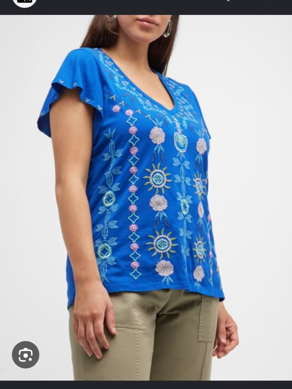 Johnny Was Royal Blue Embroidered Top Size Xl Mint Runs Large